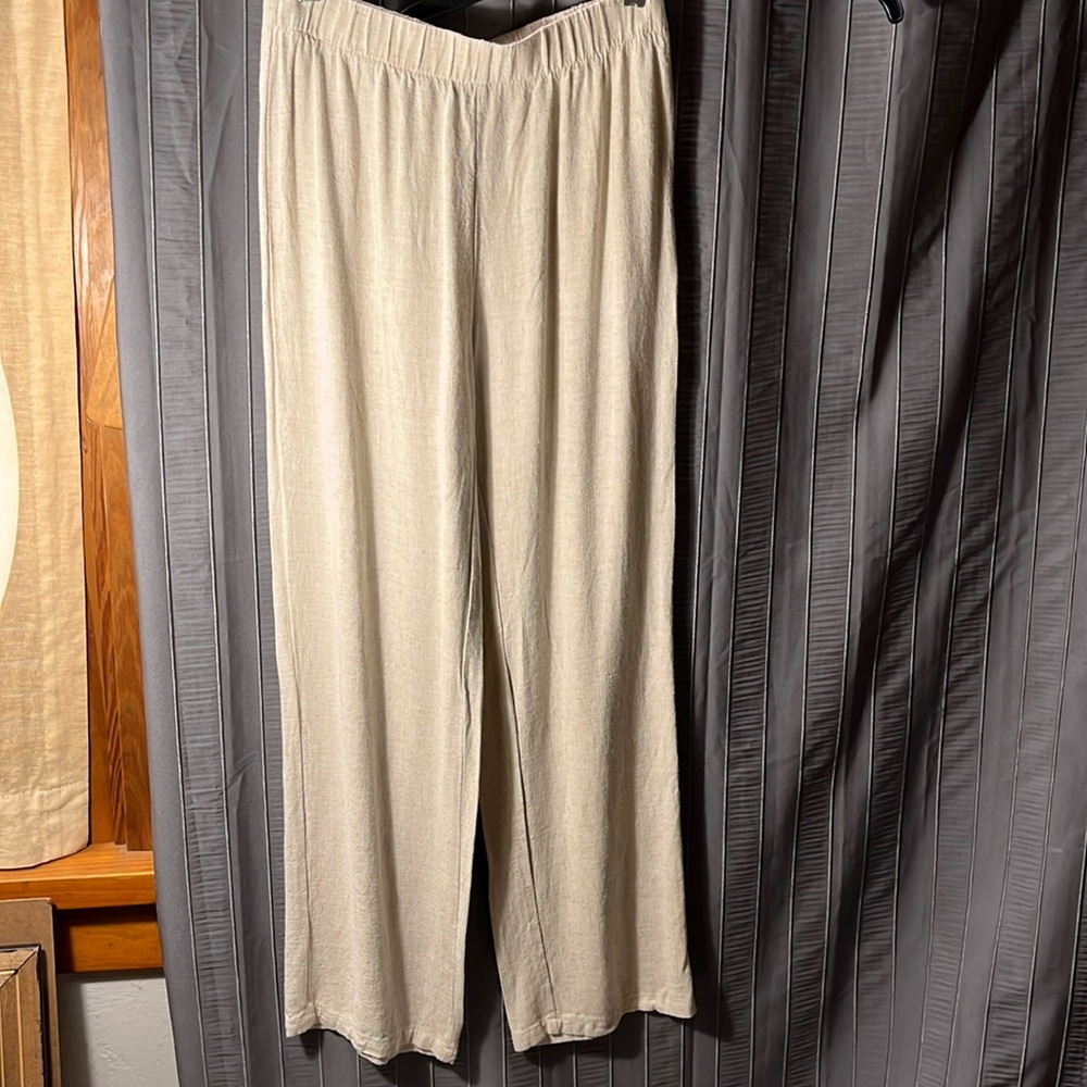 SHEIN Wide Leg Linen-Blend Cream Pants, Size 4. NWOT